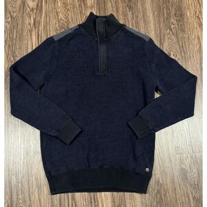 Hugo Boss Orange Mens 1/4 Zip Up Sweater Sweatshirt Size XL Color Navy Blue
